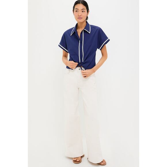 TUCKERNUCK Navy and White Trimmed Connor Blouse Size XS NWT - Picture 4 of 8